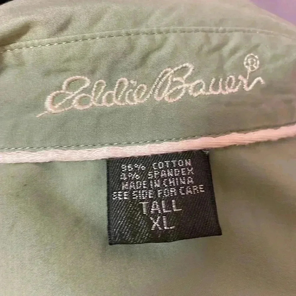 Eddie Bauer Light Green Women’s XL Tall Button Down 3/4 Sleeve Top - Picture 7 of 10